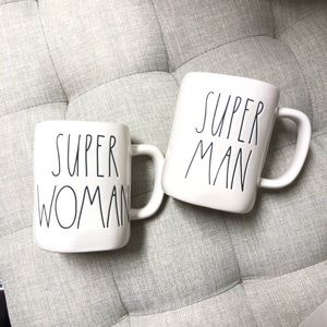 Rae Dunn super woman & Superman mug set